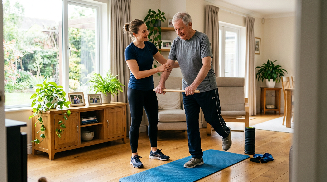 Physical therapist helping a client