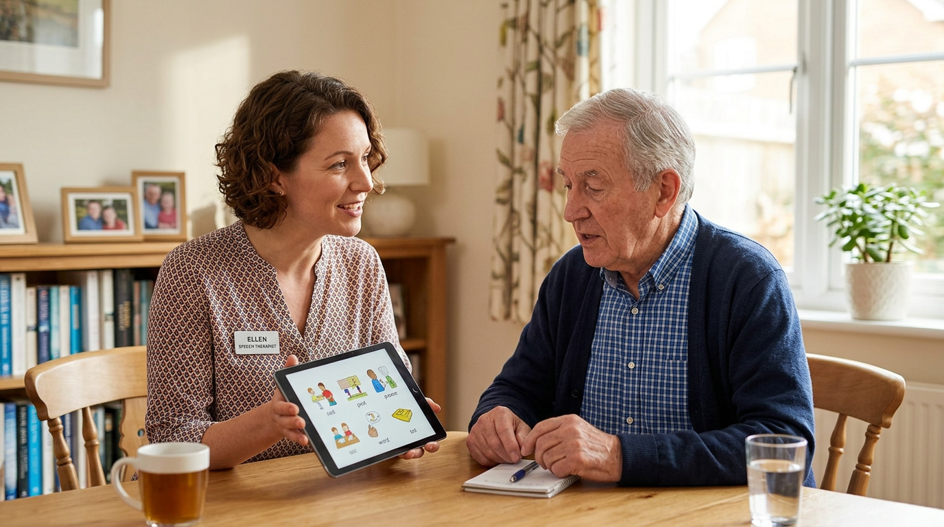 Speech therapist working with a client